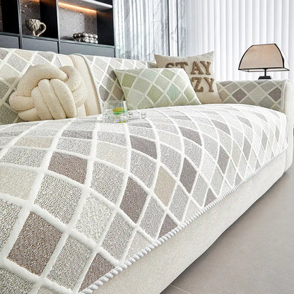 Cooling Ice-Silk Couch Cover - Heat-Absorbing, Washable, Non-Slip, Diamond Pattern
