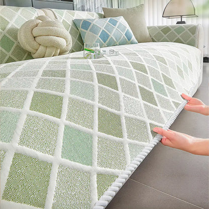 Cooling Ice-Silk Couch Cover - Heat-Absorbing, Washable, Non-Slip, Diamond Pattern