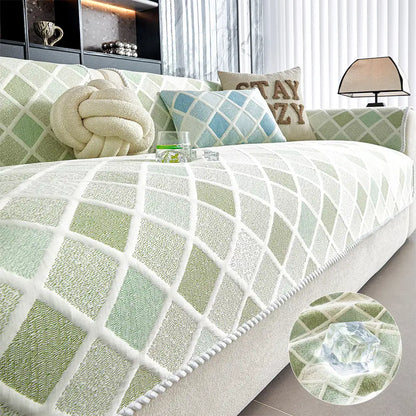 Cooling Ice-Silk Couch Cover - Heat-Absorbing, Washable, Non-Slip, Diamond Pattern
