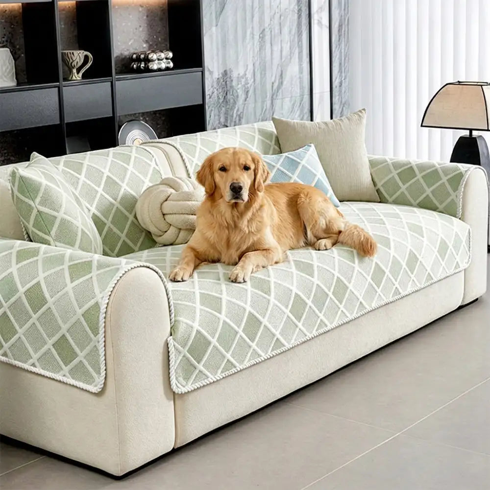 Cooling Ice-Silk Couch Cover - Heat-Absorbing, Washable, Non-Slip, Diamond Pattern