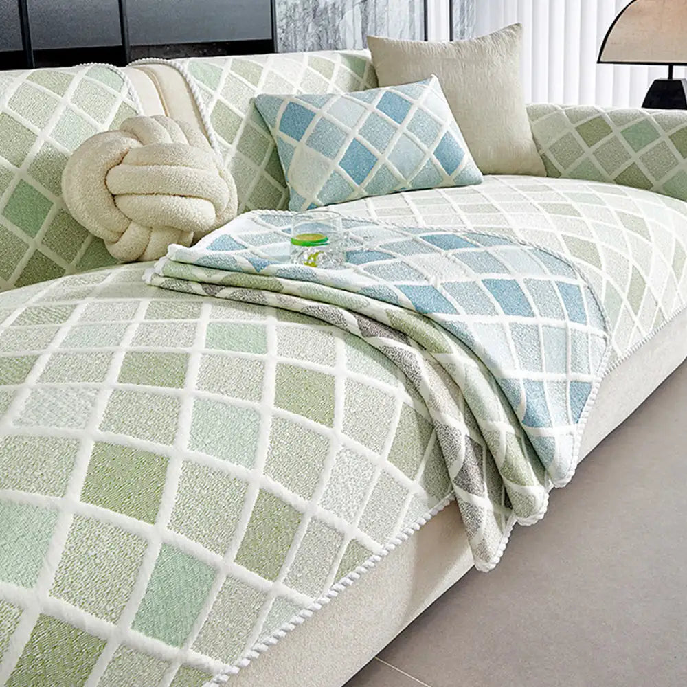 Cooling Ice-Silk Couch Cover - Heat-Absorbing, Washable, Non-Slip, Diamond Pattern