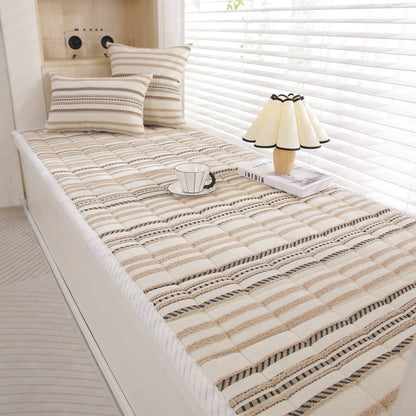 Cozy Chenille Striped Plush Sofa Protector — Non-Slip Couch Cover & Pet Mat