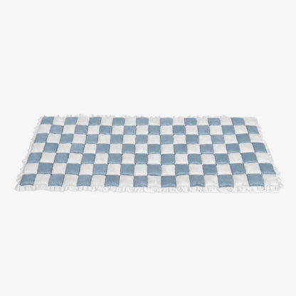Cream-Colored Large Plaid Square Fuzzy Pet Mat - Multi-Use Bed and Couch Cover
