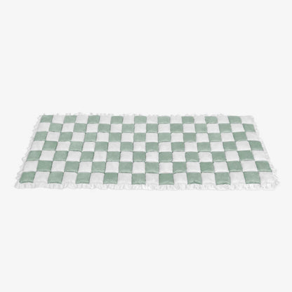 Cream-Colored Large Plaid Square Fuzzy Pet Mat - Multi-Use Bed and Couch Cover