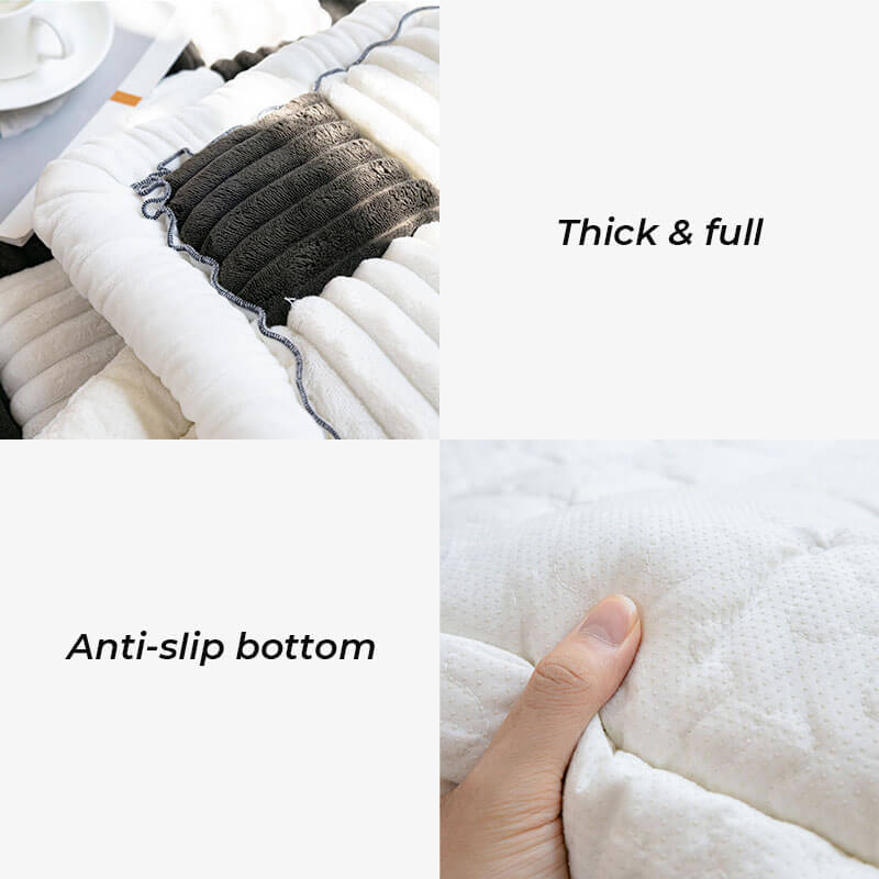 Cream-Colored Large Plaid Square Fuzzy Pet Mat - Multi-Use Bed and Couch Cover