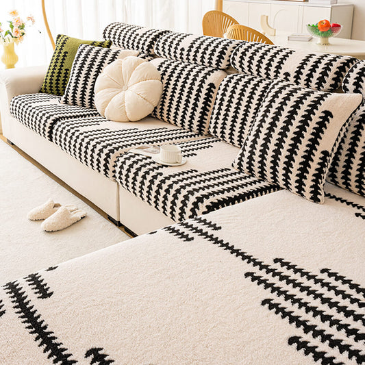 All-Season Soft & Stretchy Fishbone Stripe Couch Cover — Magic Fit