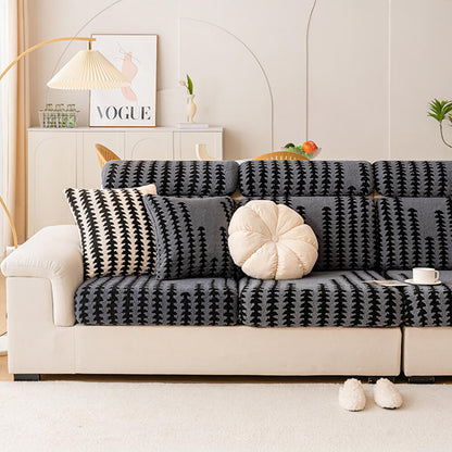 All-Season Soft & Stretchy Fishbone Stripe Couch Cover — Magic Fit