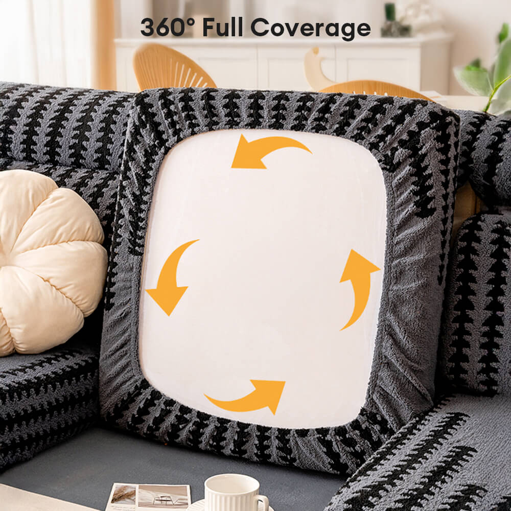 All-Season Soft & Stretchy Fishbone Stripe Couch Cover — Magic Fit