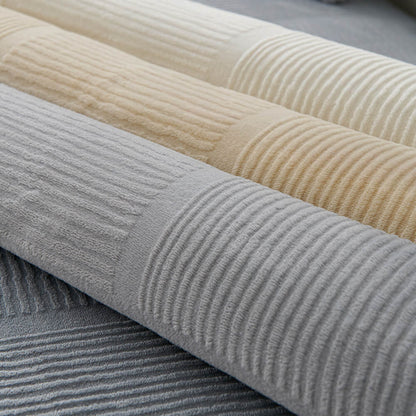 Cozy Classic Striped Plush Square Couch Cover