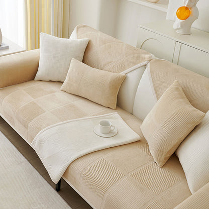 Cozy Classic Striped Plush Square Couch Cover