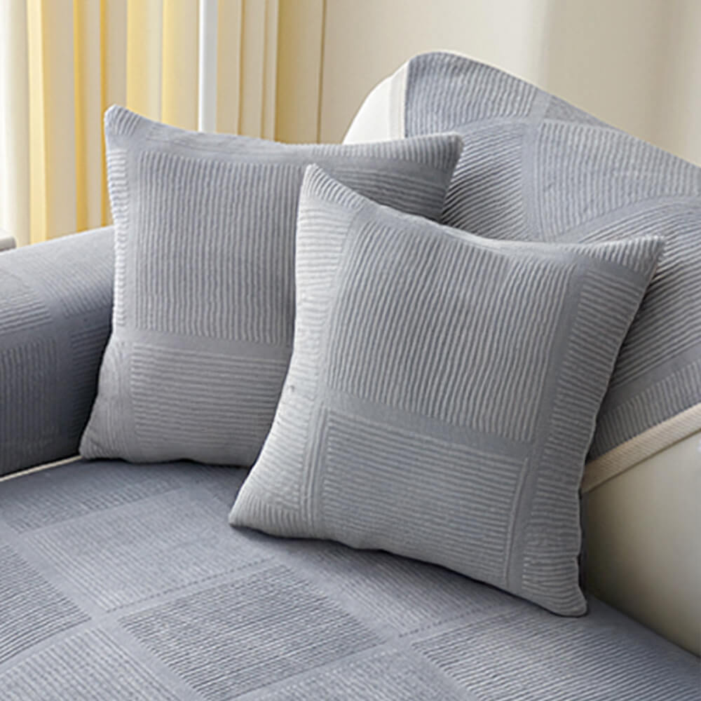 Cozy Classic Striped Plush Square Couch Cover