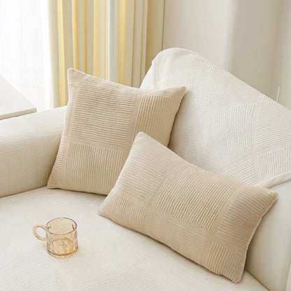 Cozy Classic Striped Plush Square Couch Cover