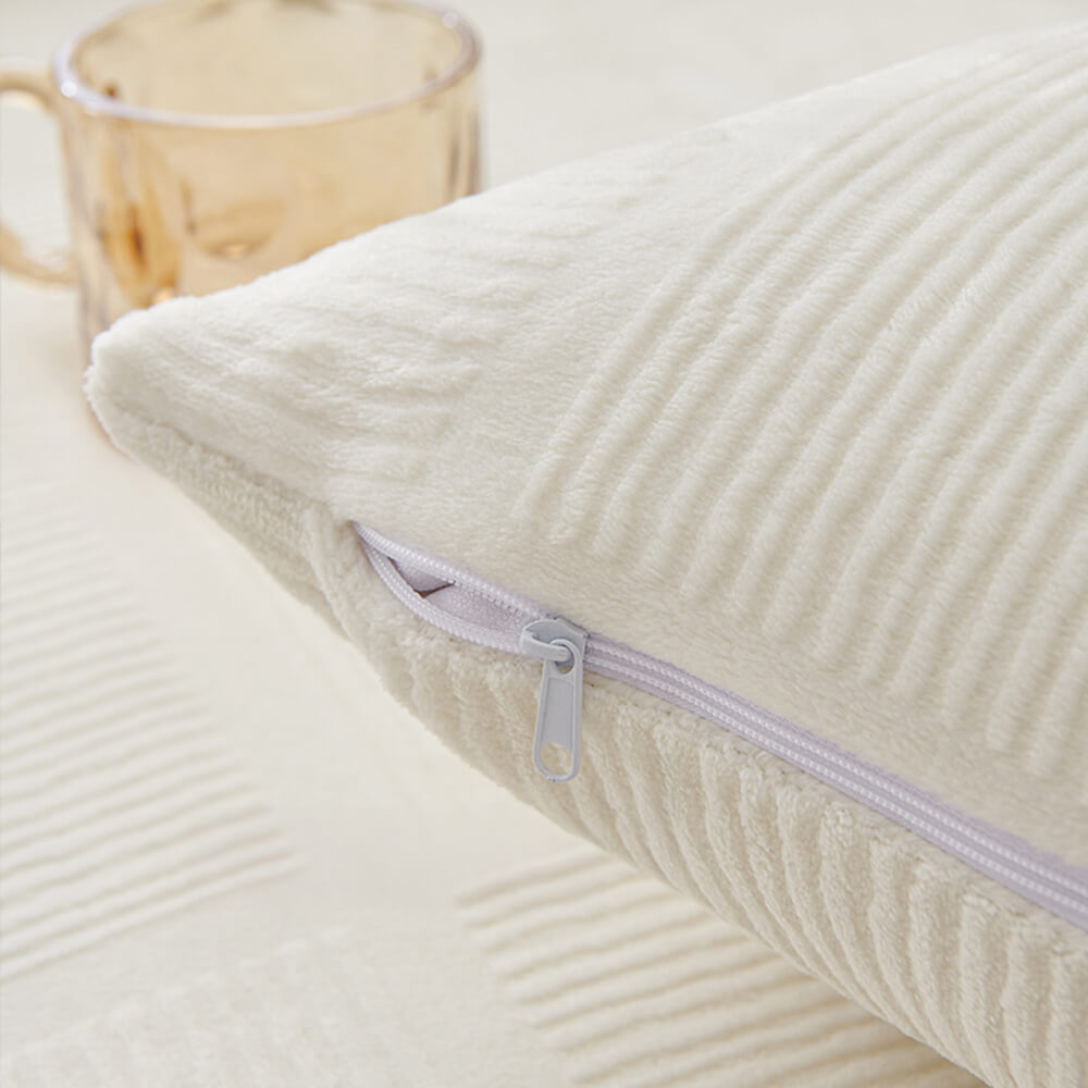 Cozy Classic Striped Plush Square Couch Cover