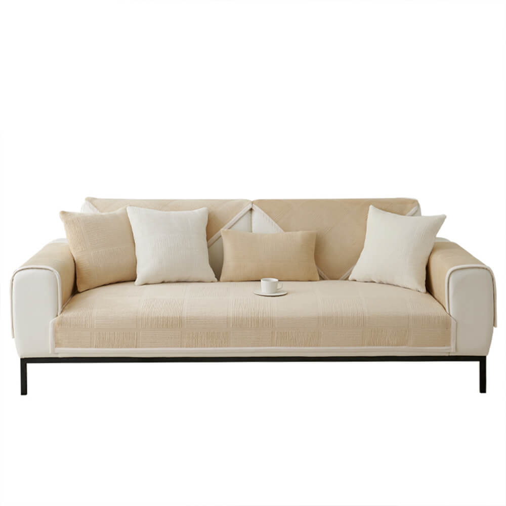 Cozy Classic Striped Plush Square Couch Cover