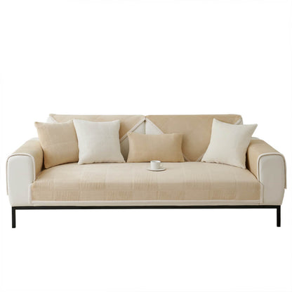 Cozy Classic Striped Plush Square Couch Cover