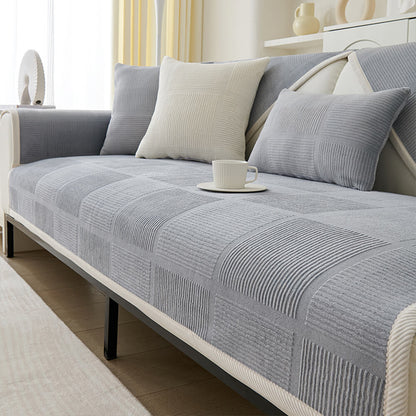 Cozy Classic Striped Plush Square Couch Cover