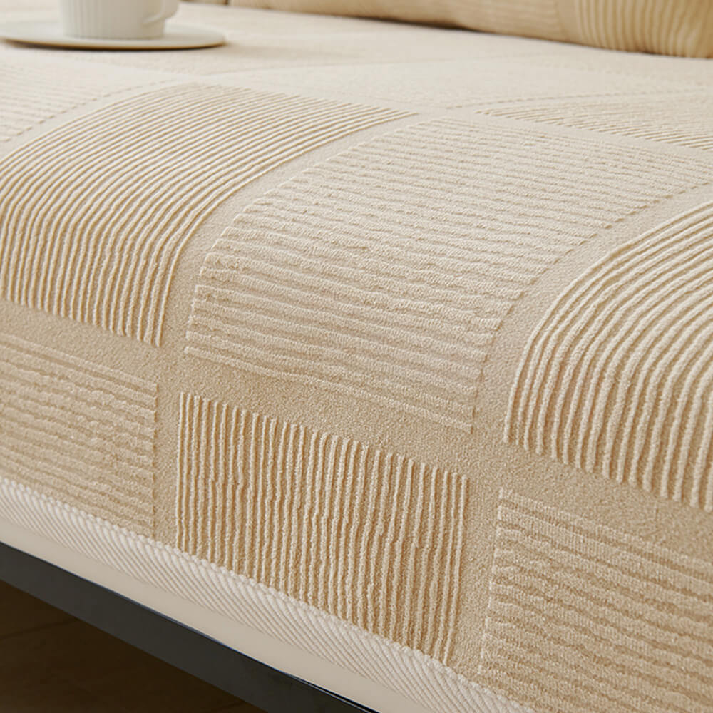 Cozy Classic Striped Plush Square Couch Cover