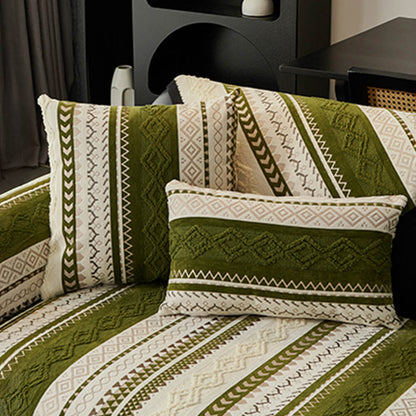 Colorblock Woven Suede Couch Cover - Soft, Skin-Friendly, Non-Slip Protection