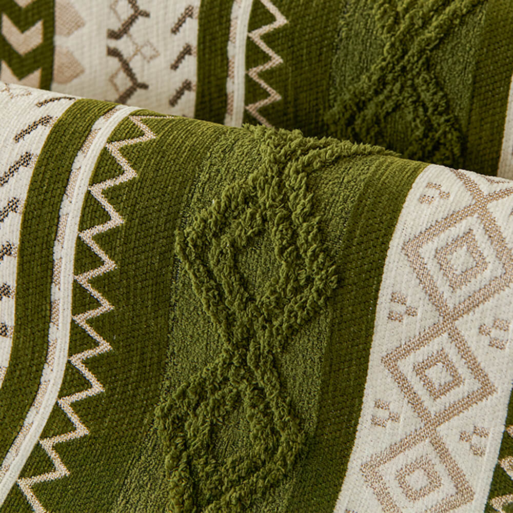 Colorblock Woven Suede Couch Cover - Soft, Skin-Friendly, Non-Slip Protection