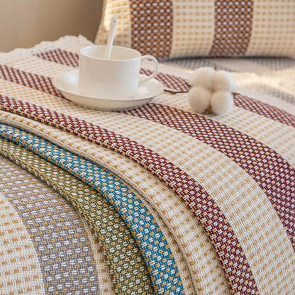 Cotton-Linen Stripe Sofa Cover — Anti-Scratch Furniture Protector for Couch