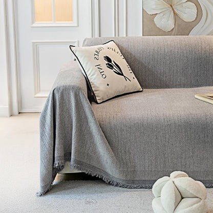 Cream Chenille Textured Couch Throw Cover - Pet-Friendly, Anti-Scratch Protection