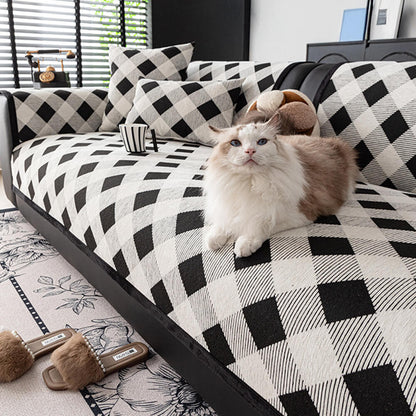 Diamond Chenille Scratch-Resistant Sofa Protector - Non-Slip Couch Cover