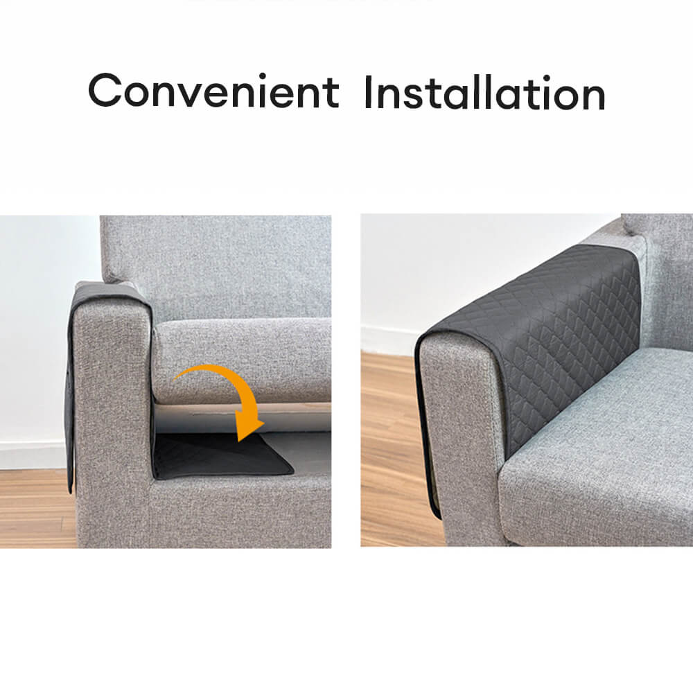 Chenille Sofa Armrest Protector - Anti-Scratch Cover with Built-In Magazine Holder