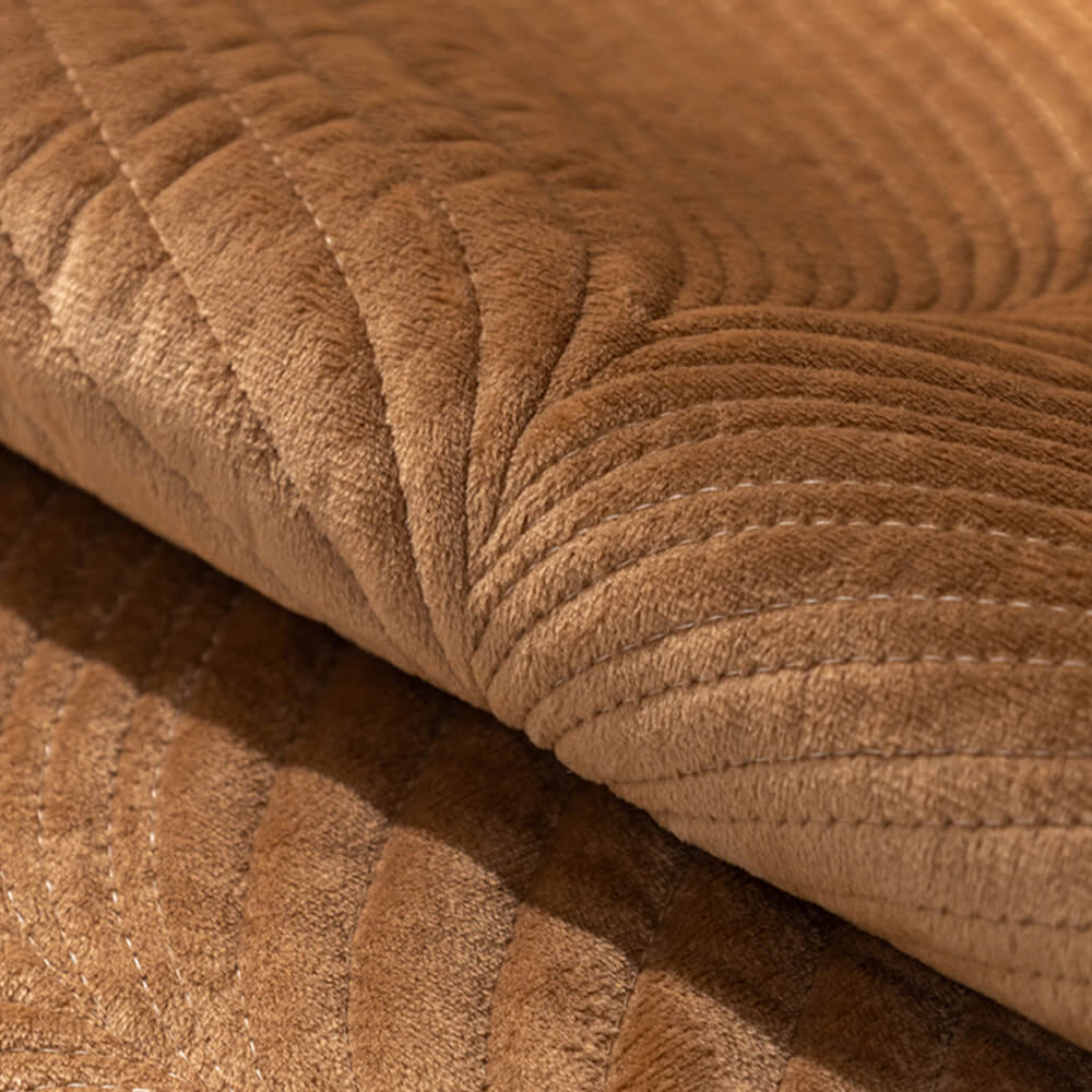 Cozy Leaf-Patterned Plush Couch Cover with Non-Slip Backing