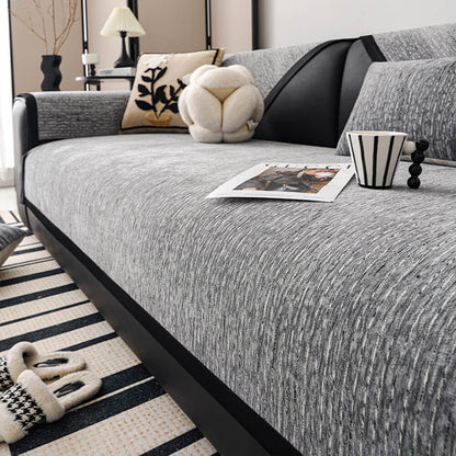Chic Modern French-Striped Chenille Sofa Cover