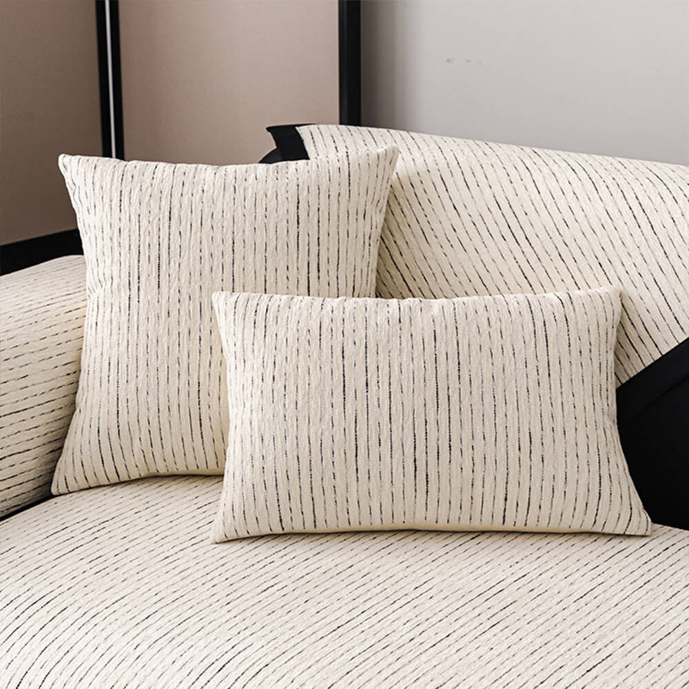 Chic Modern French-Striped Chenille Sofa Cover