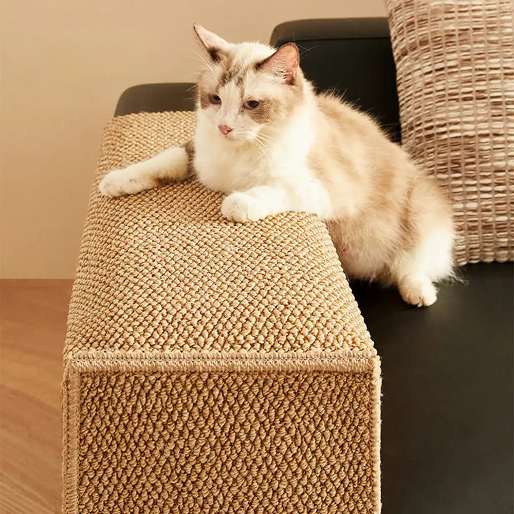 Faux-Sisal Sofa Armrest Cover — Scratch-Resistant Protector for Cats