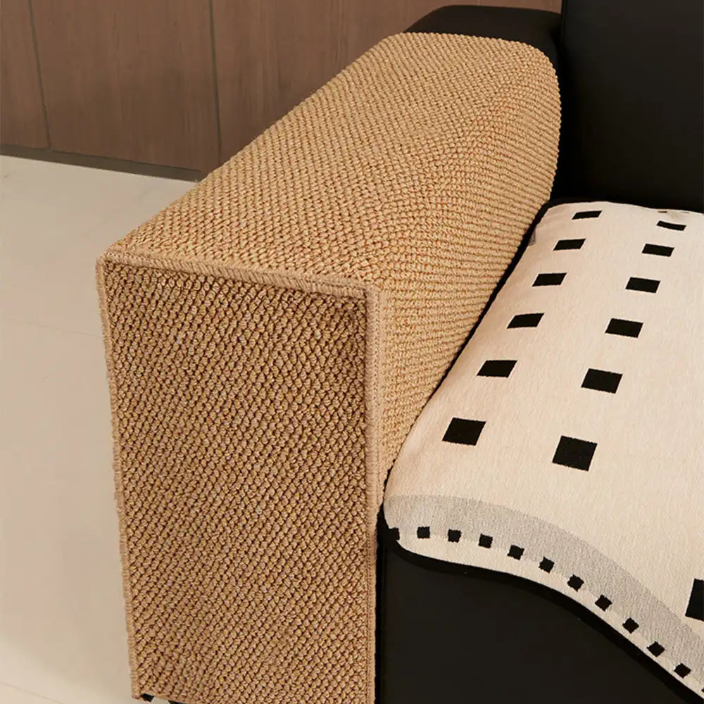 Faux-Sisal Sofa Armrest Cover — Scratch-Resistant Protector for Cats