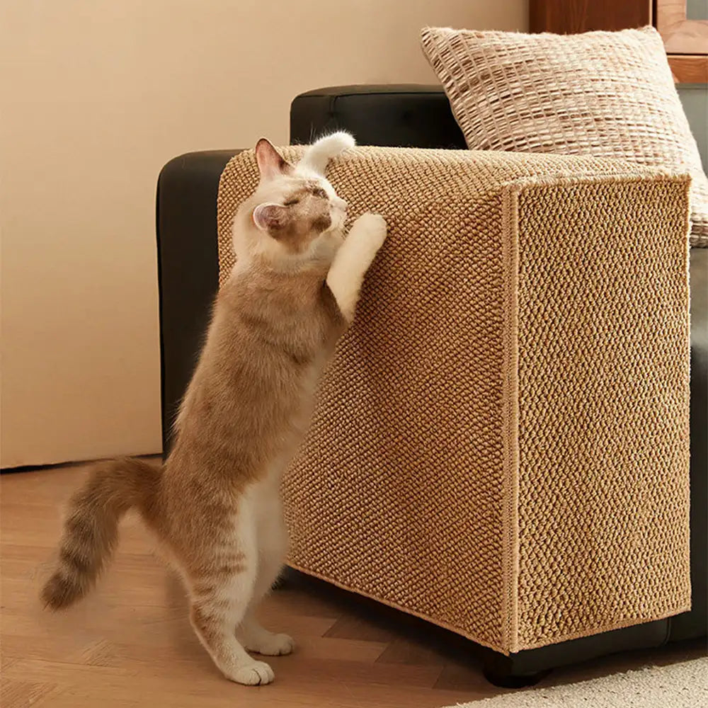 Faux-Sisal Sofa Armrest Cover — Scratch-Resistant Protector for Cats