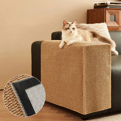 Faux-Sisal Sofa Armrest Cover — Scratch-Resistant Protector for Cats