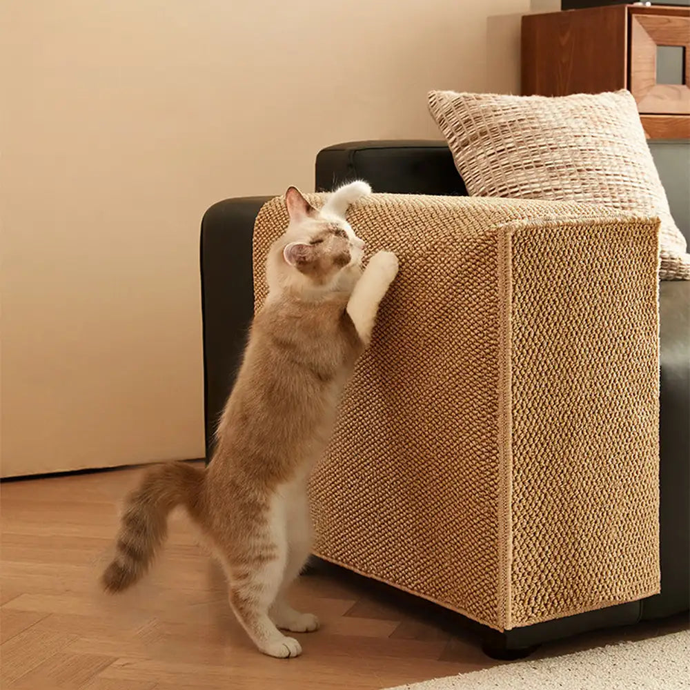 Faux-Sisal Sofa Armrest Cover — Scratch-Resistant Protector for Cats