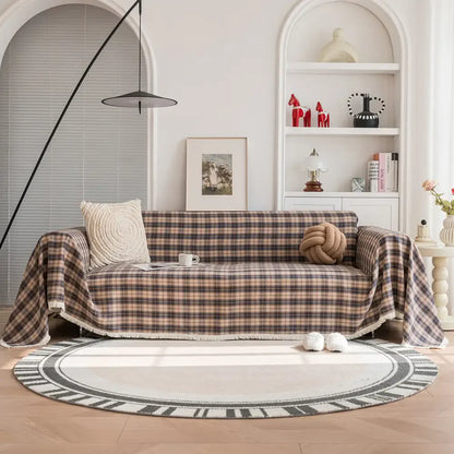 Festive Plaid Color-Block Sofa Cover for Stylish Couch Decor