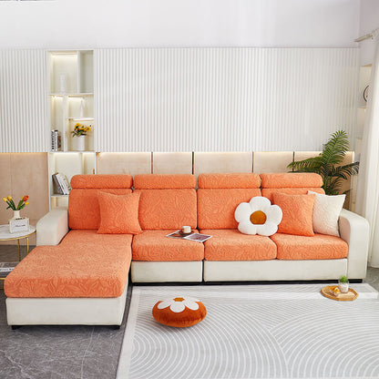 Floral Velvet Stretch Sofa Protector — Full-Wrap Couch Cover