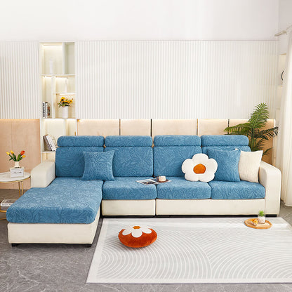 Floral Velvet Stretch Sofa Protector — Full-Wrap Couch Cover
