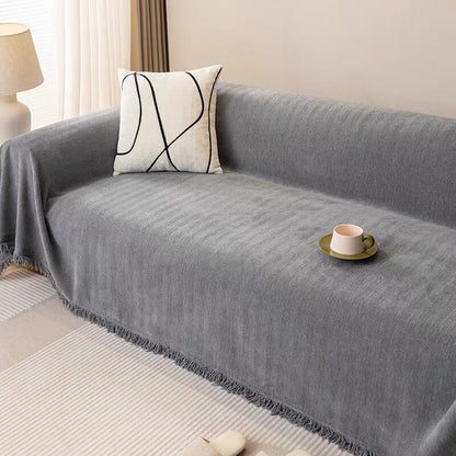 Full-Coverage Herringbone Chenille Sofa Protector - Durable Wear-Resistant Couch Cover