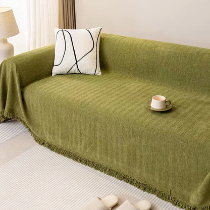 Full-Coverage Herringbone Chenille Sofa Protector - Durable Wear-Resistant Couch Cover
