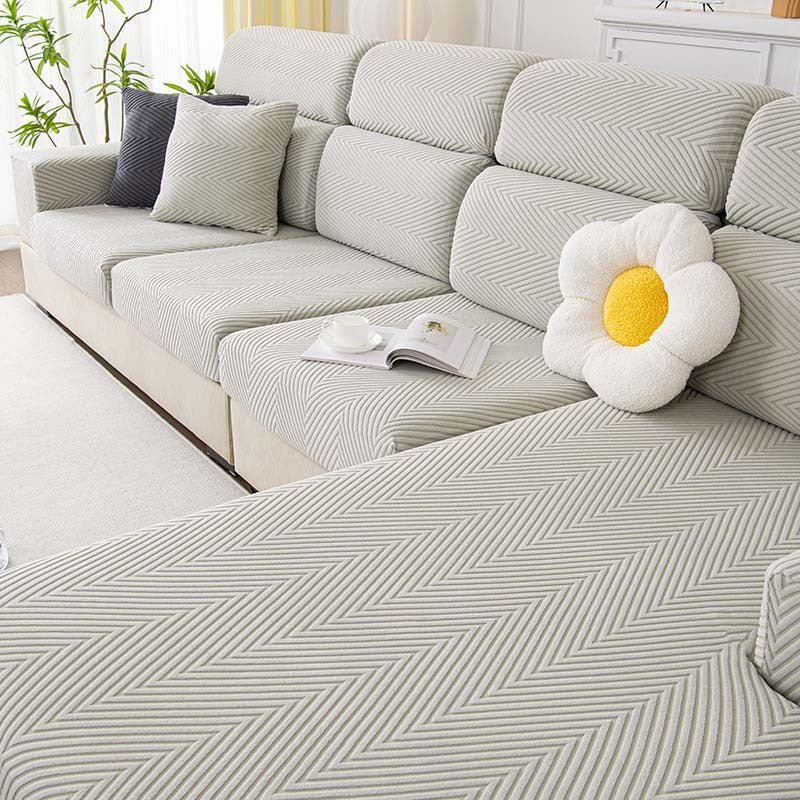 All‑Around Protection: Fully Wrapped Herringbone Couch Cover