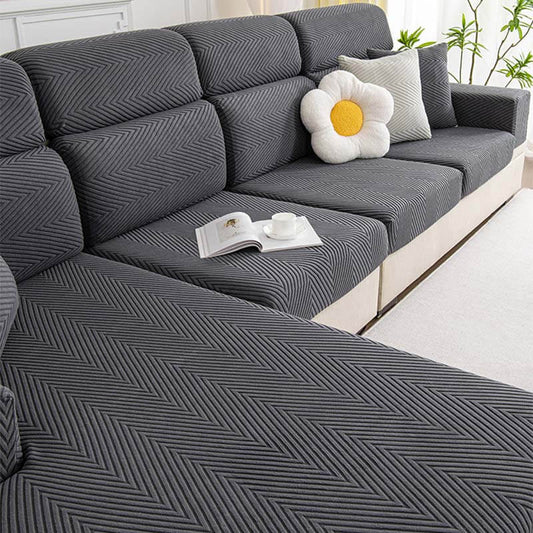 All‑Around Protection: Fully Wrapped Herringbone Couch Cover