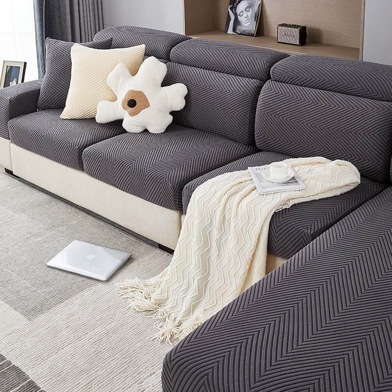 All‑Around Protection: Fully Wrapped Herringbone Couch Cover