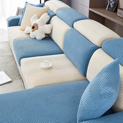 All‑Around Protection: Fully Wrapped Herringbone Couch Cover