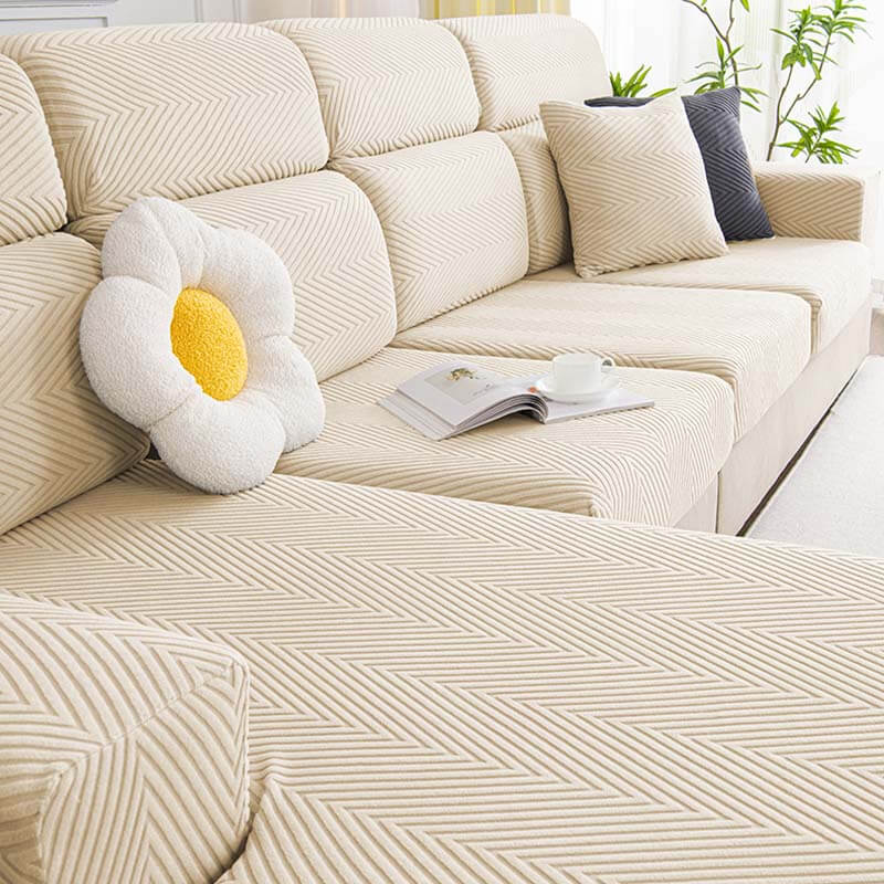 All‑Around Protection: Fully Wrapped Herringbone Couch Cover