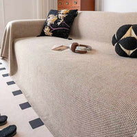 Breathable Linen-Look Woven Throw Couch Cover — Scratch-Resistant & Durable Sofa Protection