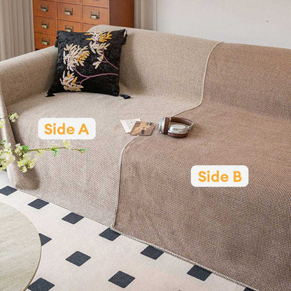 Breathable Linen-Look Woven Throw Couch Cover — Scratch-Resistant & Durable Sofa Protection