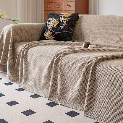 Breathable Linen-Look Woven Throw Couch Cover — Scratch-Resistant & Durable Sofa Protection
