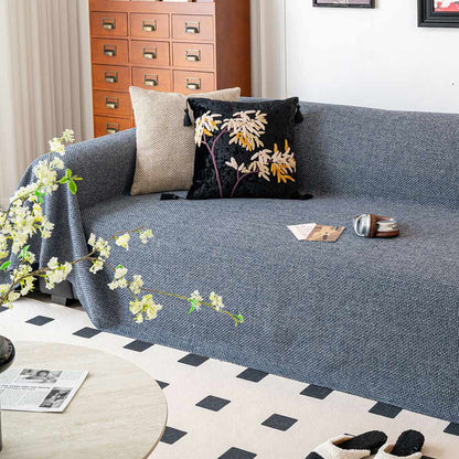 Breathable Linen-Look Woven Throw Couch Cover — Scratch-Resistant & Durable Sofa Protection