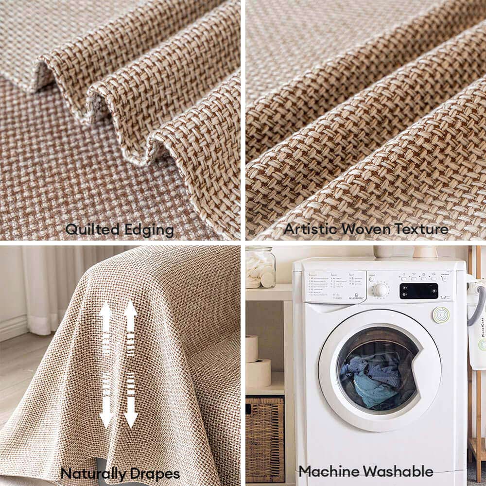 Breathable Linen-Look Woven Throw Couch Cover — Scratch-Resistant & Durable Sofa Protection